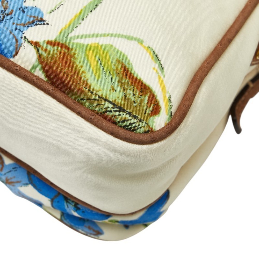 Prada Triangular Logo Plate Botanical Handbag Whi… - image 8